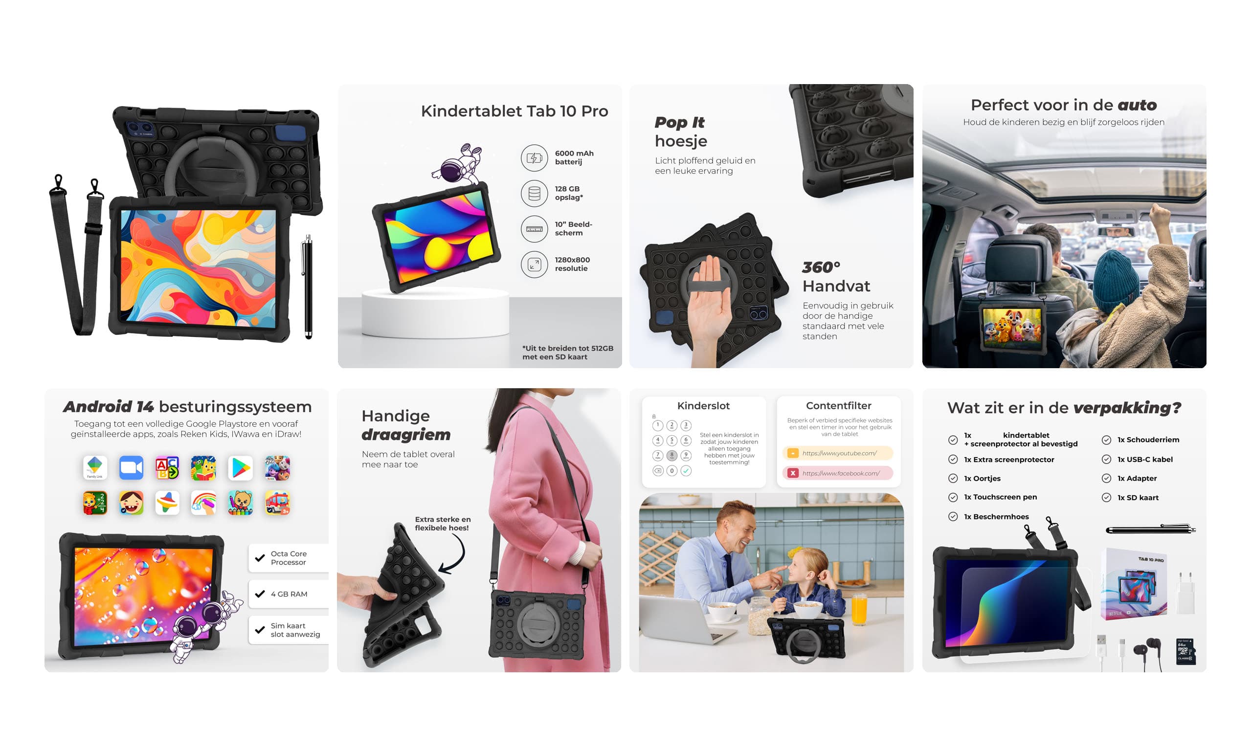 Listing design door Grayflo van een zwarte kindertablet voor Bol